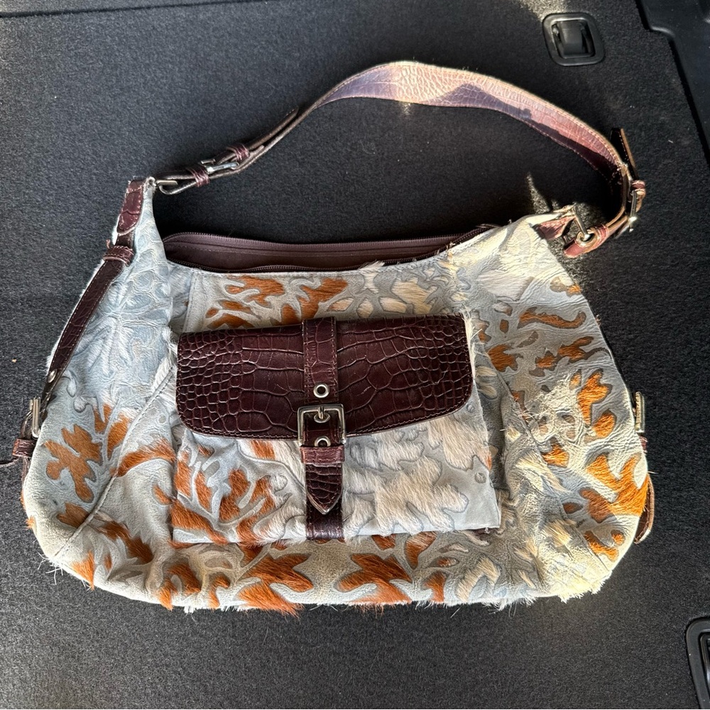 Bergé damask-patterned fur shoulder bag